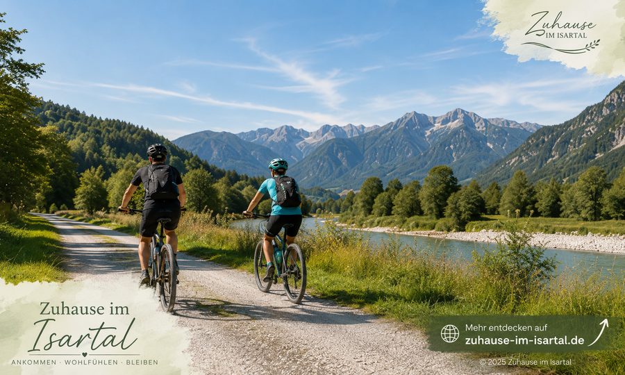 Radfahren auf dem Isar-Radweg bei Geretsried